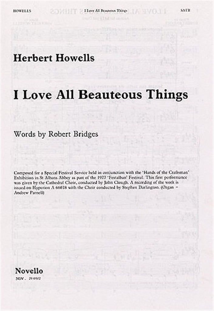 I Love All Beauteous Things